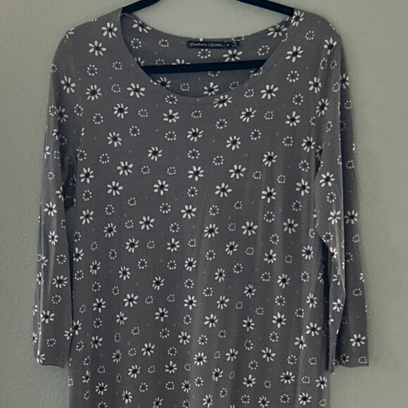 Gudrun Sjoden Oolong Jersey Dress in Gray Floral ~ M - Picture 3 of 6
